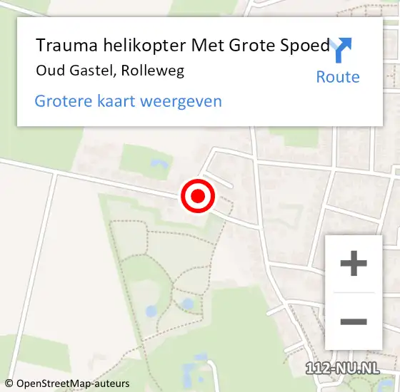 Locatie op kaart van de 112 melding: Trauma helikopter Met Grote Spoed Naar Oud Gastel, Rolleweg op 21 februari 2023 00:19