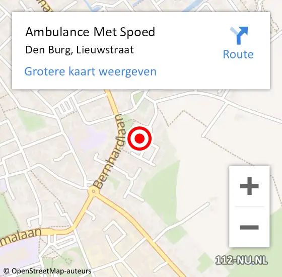 Locatie op kaart van de 112 melding: Ambulance Met Spoed Naar Den Burg, Lieuwstraat op 21 februari 2023 00:58