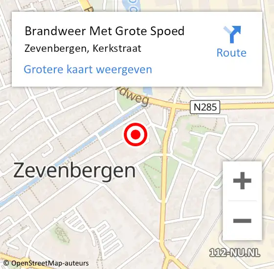 Locatie op kaart van de 112 melding: Brandweer Met Grote Spoed Naar Zevenbergen, Kerkstraat op 21 februari 2023 01:22