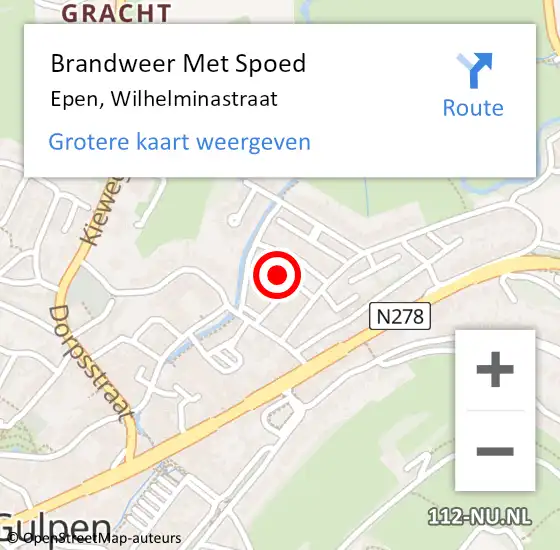 Locatie op kaart van de 112 melding: Brandweer Met Spoed Naar Epen, Wilhelminastraat op 21 februari 2023 02:13