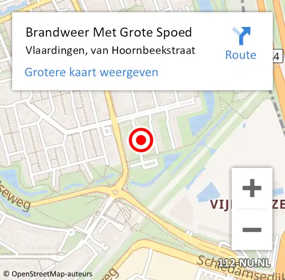 Locatie op kaart van de 112 melding: Brandweer Met Grote Spoed Naar Vlaardingen, van Hoornbeekstraat op 21 februari 2023 03:38