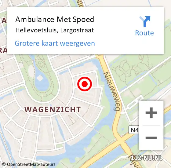 Locatie op kaart van de 112 melding: Ambulance Met Spoed Naar Hellevoetsluis, Largostraat op 21 februari 2023 04:57