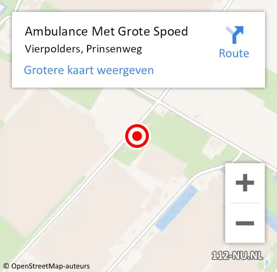 Locatie op kaart van de 112 melding: Ambulance Met Grote Spoed Naar Vierpolders, Prinsenweg op 21 februari 2023 06:09