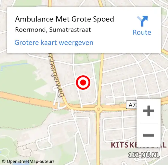 Locatie op kaart van de 112 melding: Ambulance Met Grote Spoed Naar Roermond, Sumatrastraat op 21 februari 2023 06:20