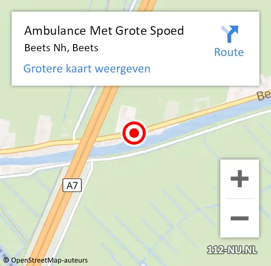 Locatie op kaart van de 112 melding: Ambulance Met Grote Spoed Naar Beets Nh, Beets op 16 augustus 2014 11:43