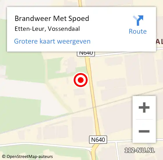 Locatie op kaart van de 112 melding: Brandweer Met Spoed Naar Etten-Leur, Vossendaal op 21 februari 2023 06:55