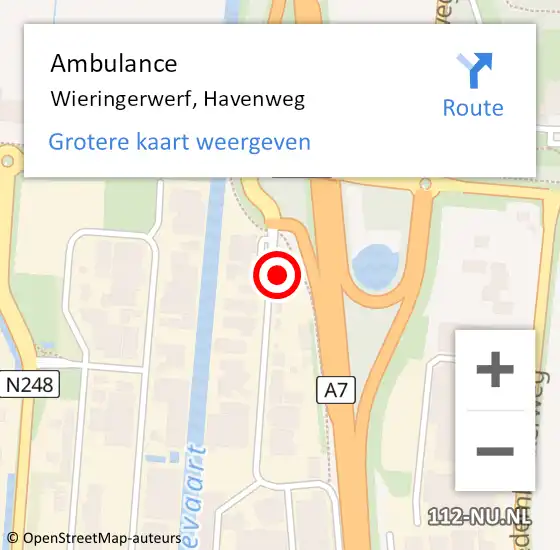 Locatie op kaart van de 112 melding: Ambulance Wieringerwerf, Havenweg op 21 februari 2023 07:01