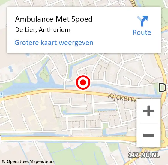 Locatie op kaart van de 112 melding: Ambulance Met Spoed Naar De Lier, Anthurium op 21 februari 2023 07:37