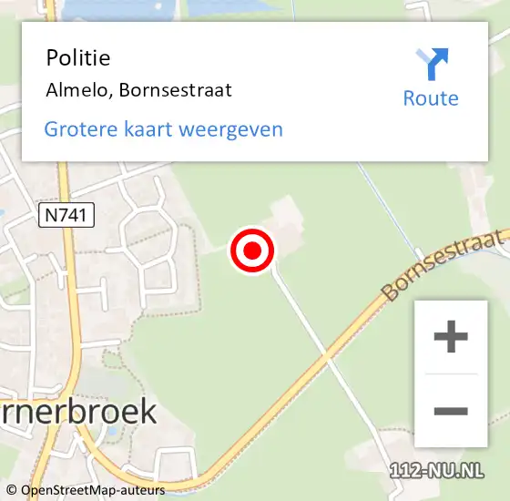 Locatie op kaart van de 112 melding: Politie Almelo, Bornsestraat op 21 februari 2023 07:46