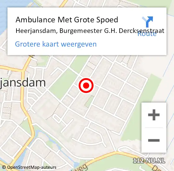 Locatie op kaart van de 112 melding: Ambulance Met Grote Spoed Naar Heerjansdam, Burgemeester G.H. Dercksenstraat op 21 februari 2023 08:23