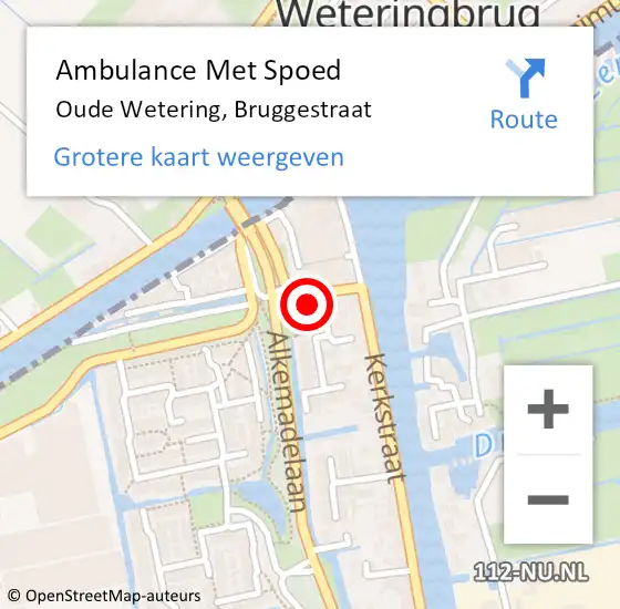 Locatie op kaart van de 112 melding: Ambulance Met Spoed Naar Oude Wetering, Bruggestraat op 21 februari 2023 08:28