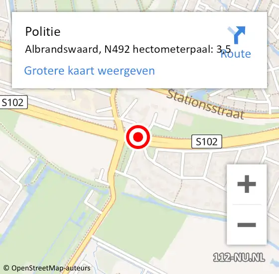 Locatie op kaart van de 112 melding: Politie Albrandswaard, N492 hectometerpaal: 3,5 op 21 februari 2023 08:45