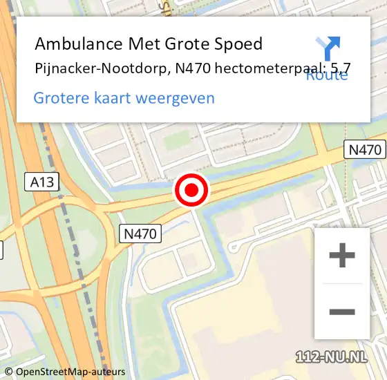 Locatie op kaart van de 112 melding: Ambulance Met Grote Spoed Naar Pijnacker-Nootdorp, N470 hectometerpaal: 5,7 op 21 februari 2023 08:47