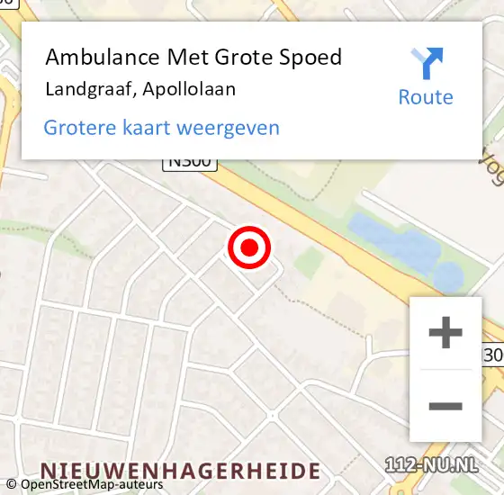 Locatie op kaart van de 112 melding: Ambulance Met Grote Spoed Naar Landgraaf, Apollolaan op 16 augustus 2014 11:57