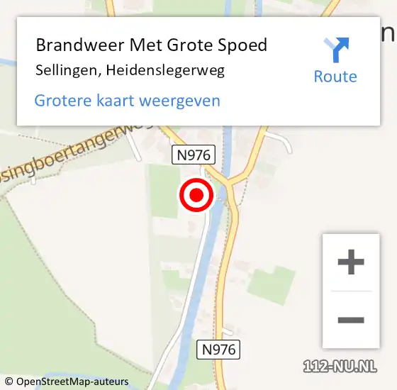 Locatie op kaart van de 112 melding: Brandweer Met Grote Spoed Naar Sellingen, Heidenslegerweg op 21 februari 2023 09:22