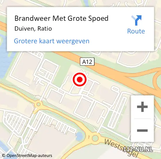 Locatie op kaart van de 112 melding: Brandweer Met Grote Spoed Naar Duiven, Ratio op 21 februari 2023 09:40