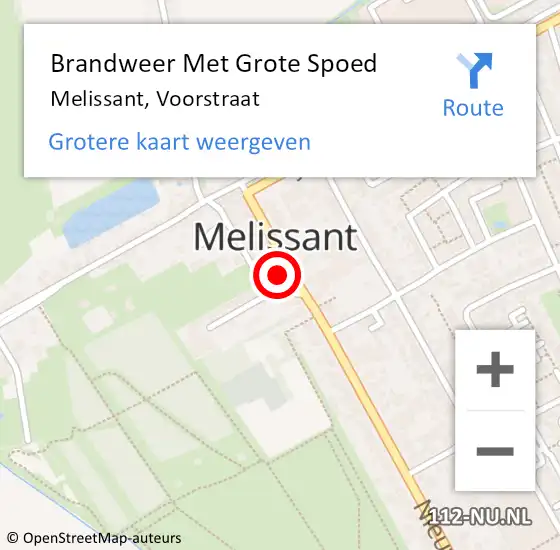 Locatie op kaart van de 112 melding: Brandweer Met Grote Spoed Naar Melissant, Voorstraat op 21 februari 2023 10:03