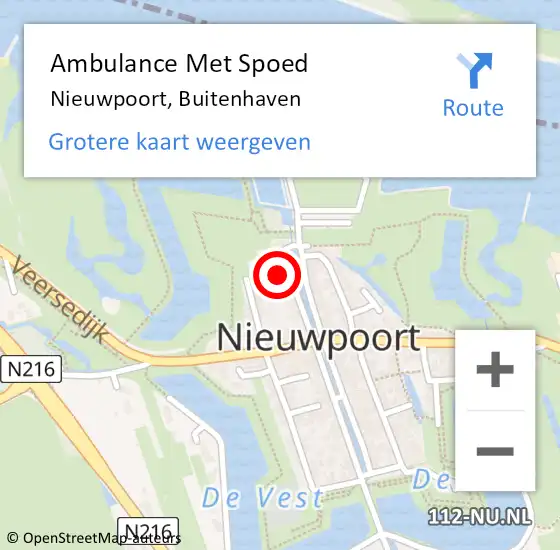 Locatie op kaart van de 112 melding: Ambulance Met Spoed Naar Nieuwpoort, Buitenhaven op 21 februari 2023 10:10