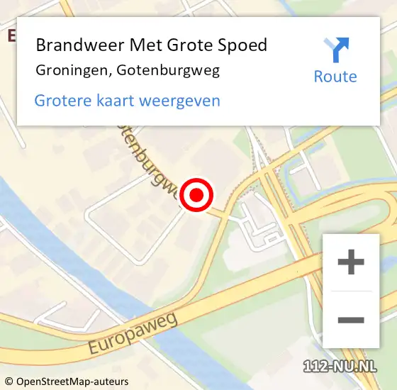 Locatie op kaart van de 112 melding: Brandweer Met Grote Spoed Naar Groningen, Gotenburgweg op 21 februari 2023 10:13