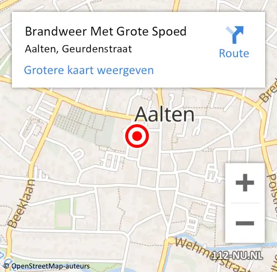 Locatie op kaart van de 112 melding: Brandweer Met Grote Spoed Naar Aalten, Geurdenstraat op 21 februari 2023 10:20