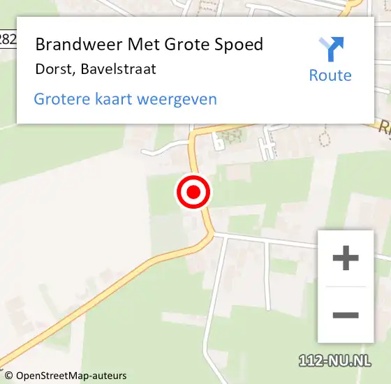 Locatie op kaart van de 112 melding: Brandweer Met Grote Spoed Naar Dorst, Bavelstraat op 21 februari 2023 10:26