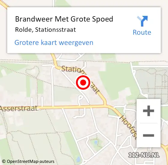 Locatie op kaart van de 112 melding: Brandweer Met Grote Spoed Naar Rolde, Stationsstraat op 21 februari 2023 10:37