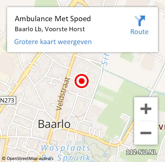 Locatie op kaart van de 112 melding: Ambulance Met Spoed Naar Baarlo Lb, Voorste Horst op 16 augustus 2014 12:14