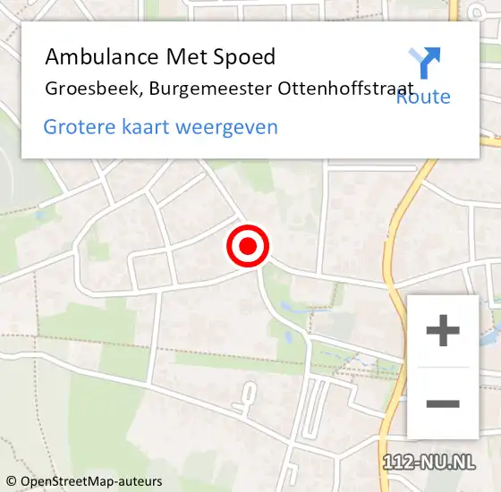 Locatie op kaart van de 112 melding: Ambulance Met Spoed Naar Groesbeek, Burgemeester Ottenhoffstraat op 21 februari 2023 10:52