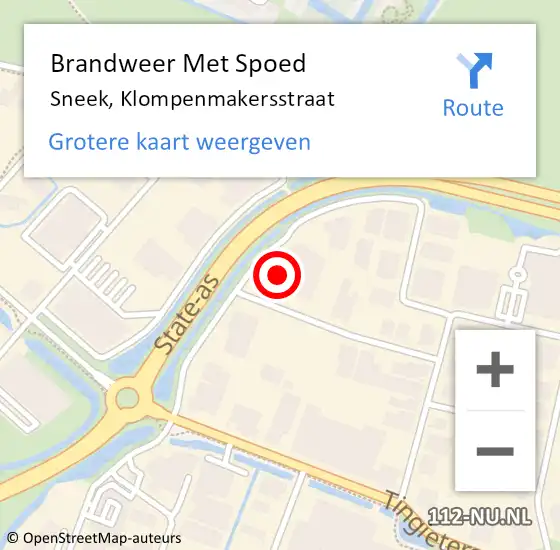 Locatie op kaart van de 112 melding: Brandweer Met Spoed Naar Sneek, Klompenmakersstraat op 21 februari 2023 10:56