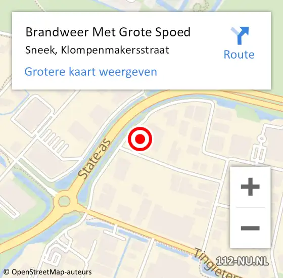 Locatie op kaart van de 112 melding: Brandweer Met Grote Spoed Naar Sneek, Klompenmakersstraat op 21 februari 2023 11:06