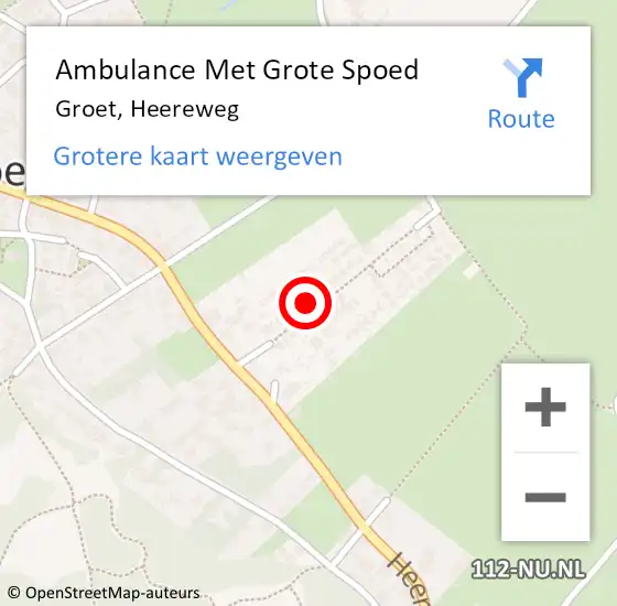 Locatie op kaart van de 112 melding: Ambulance Met Grote Spoed Naar Groet, Heereweg op 21 februari 2023 11:08