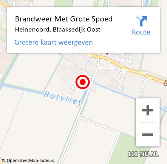Locatie op kaart van de 112 melding: Brandweer Met Grote Spoed Naar Heinenoord, Blaaksedijk Oost op 21 februari 2023 11:15