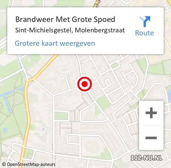 Locatie op kaart van de 112 melding: Brandweer Met Grote Spoed Naar Sint-Michielsgestel, Molenbergstraat op 21 februari 2023 11:22