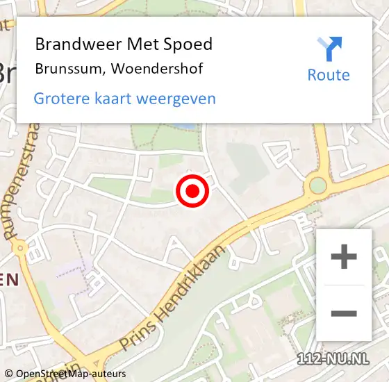 Locatie op kaart van de 112 melding: Brandweer Met Spoed Naar Brunssum, Woendershof op 21 februari 2023 11:26