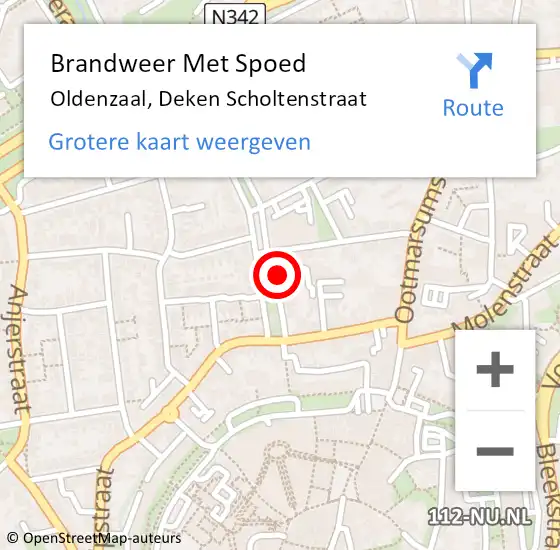 Locatie op kaart van de 112 melding: Brandweer Met Spoed Naar Oldenzaal, Deken Scholtenstraat op 21 februari 2023 11:35