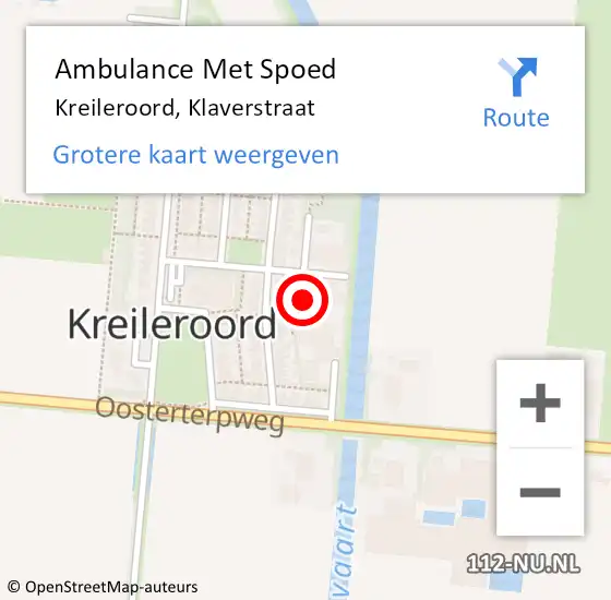 Locatie op kaart van de 112 melding: Ambulance Met Spoed Naar Kreileroord, Klaverstraat op 21 februari 2023 11:36