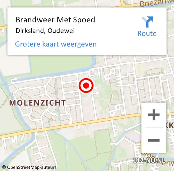 Locatie op kaart van de 112 melding: Brandweer Met Spoed Naar Dirksland, Oudewei op 21 februari 2023 11:53