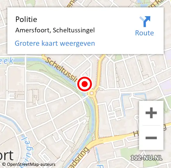 Locatie op kaart van de 112 melding: Politie Amersfoort, Scheltussingel op 21 februari 2023 12:03