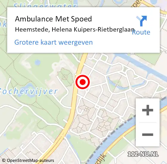 Locatie op kaart van de 112 melding: Ambulance Met Spoed Naar Heemstede, Helena Kuipers-Rietberglaan op 21 februari 2023 12:06