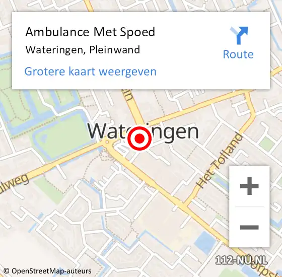 Locatie op kaart van de 112 melding: Ambulance Met Spoed Naar Wateringen, Pleinwand op 21 februari 2023 12:12