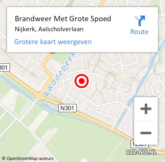 Locatie op kaart van de 112 melding: Brandweer Met Grote Spoed Naar Nijkerk, Aalscholverlaan op 21 februari 2023 12:45