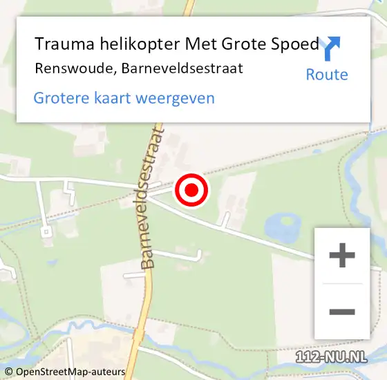 Locatie op kaart van de 112 melding: Trauma helikopter Met Grote Spoed Naar Renswoude, Barneveldsestraat op 21 februari 2023 12:45