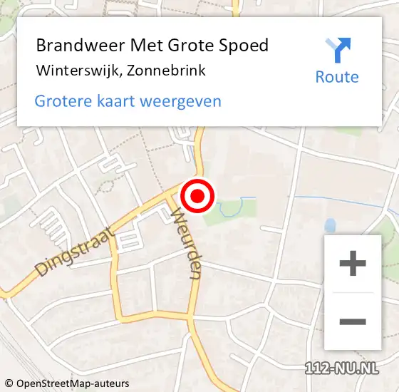 Locatie op kaart van de 112 melding: Brandweer Met Grote Spoed Naar Winterswijk, Zonnebrink op 21 februari 2023 12:46