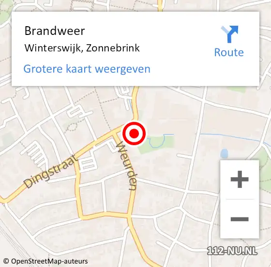 Locatie op kaart van de 112 melding: Brandweer Winterswijk, Zonnebrink op 21 februari 2023 12:47