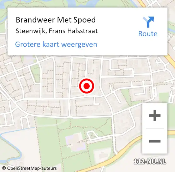 Locatie op kaart van de 112 melding: Brandweer Met Spoed Naar Steenwijk, Frans Halsstraat op 21 februari 2023 13:08