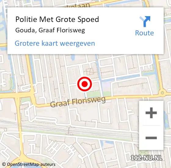 Locatie op kaart van de 112 melding: Politie Met Grote Spoed Naar Gouda, Graaf Florisweg op 21 februari 2023 13:17