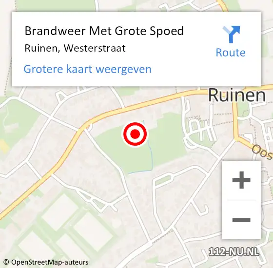 Locatie op kaart van de 112 melding: Brandweer Met Grote Spoed Naar Ruinen, Westerstraat op 16 augustus 2014 12:41