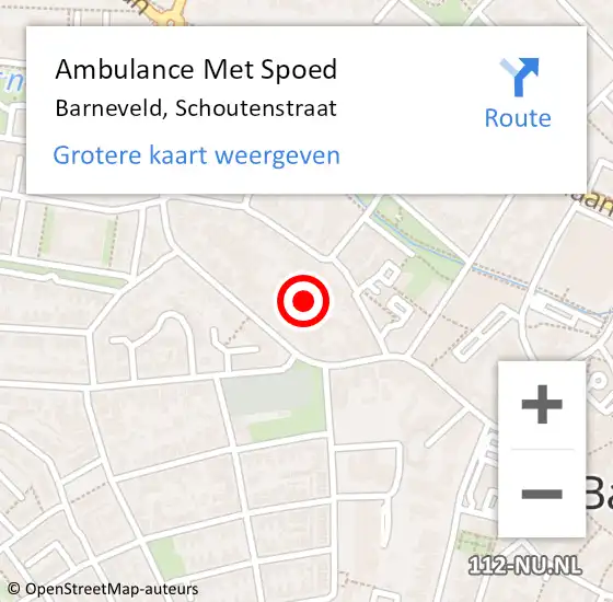 Locatie op kaart van de 112 melding: Ambulance Met Spoed Naar Barneveld, Schoutenstraat op 21 februari 2023 14:20