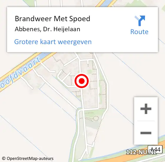 Locatie op kaart van de 112 melding: Brandweer Met Spoed Naar Abbenes, Dr. Heijelaan op 21 februari 2023 14:25