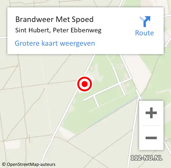 Locatie op kaart van de 112 melding: Brandweer Met Spoed Naar Sint Hubert, Peter Ebbenweg op 21 februari 2023 14:37